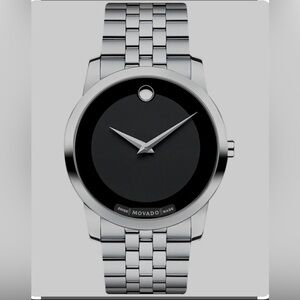 Movado Museum Classic Silver Stainless Steel Black Dial Quartz Watch